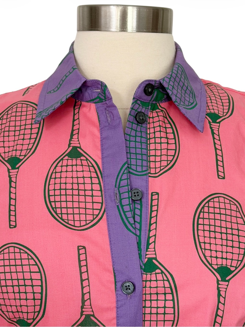 Boden Multi Tiered Shirt Maxi Dress Tennis Print Size US 4 - Picture 3 of 12